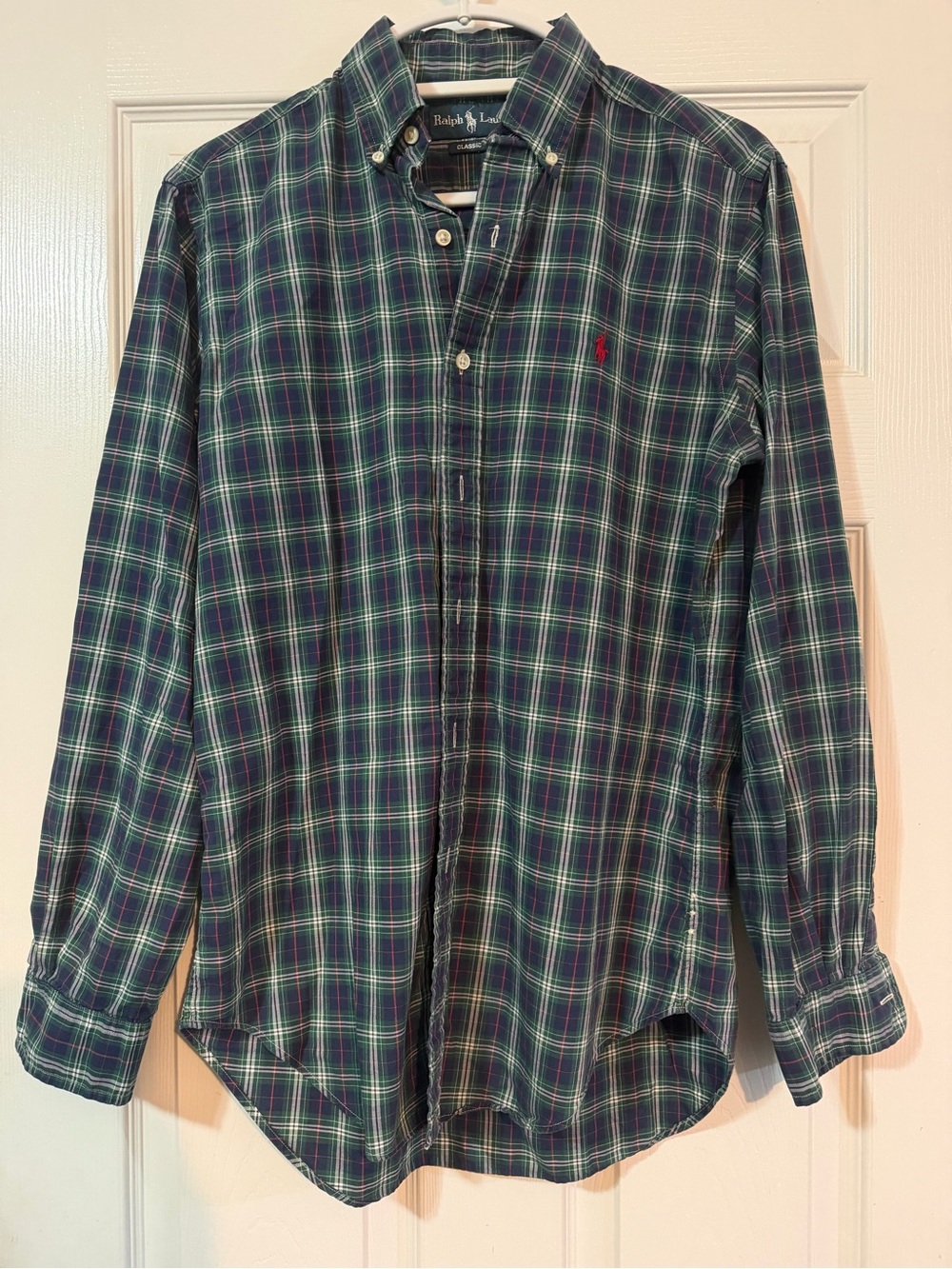 Ralph Lauren Navy & Green Plaid Oxford Button-Down Shirt